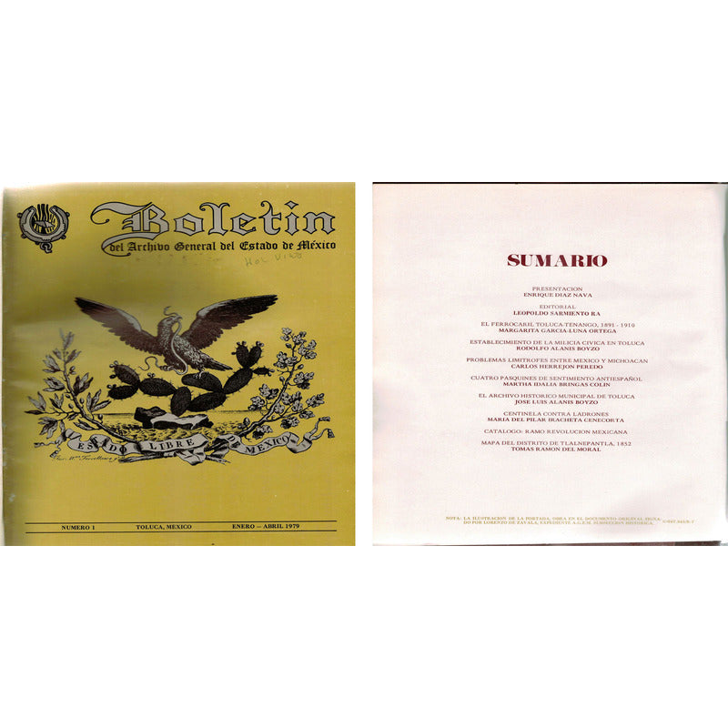 Boletin D Archivo General Del Estado De Mexico # 1 - 9. 1981