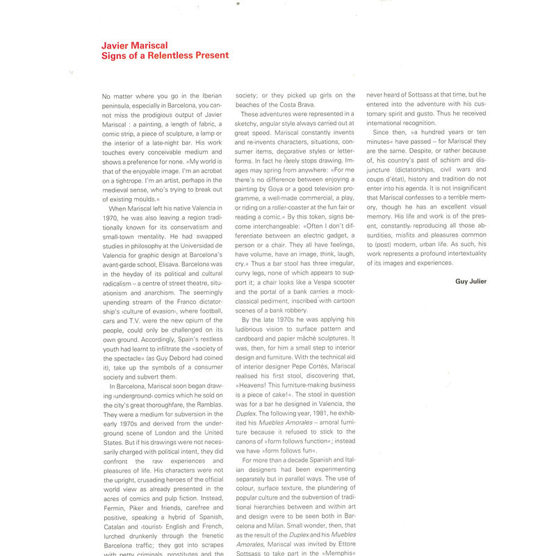 (javier) Mariscal Diseños. Guy Julier, Alemania 1990