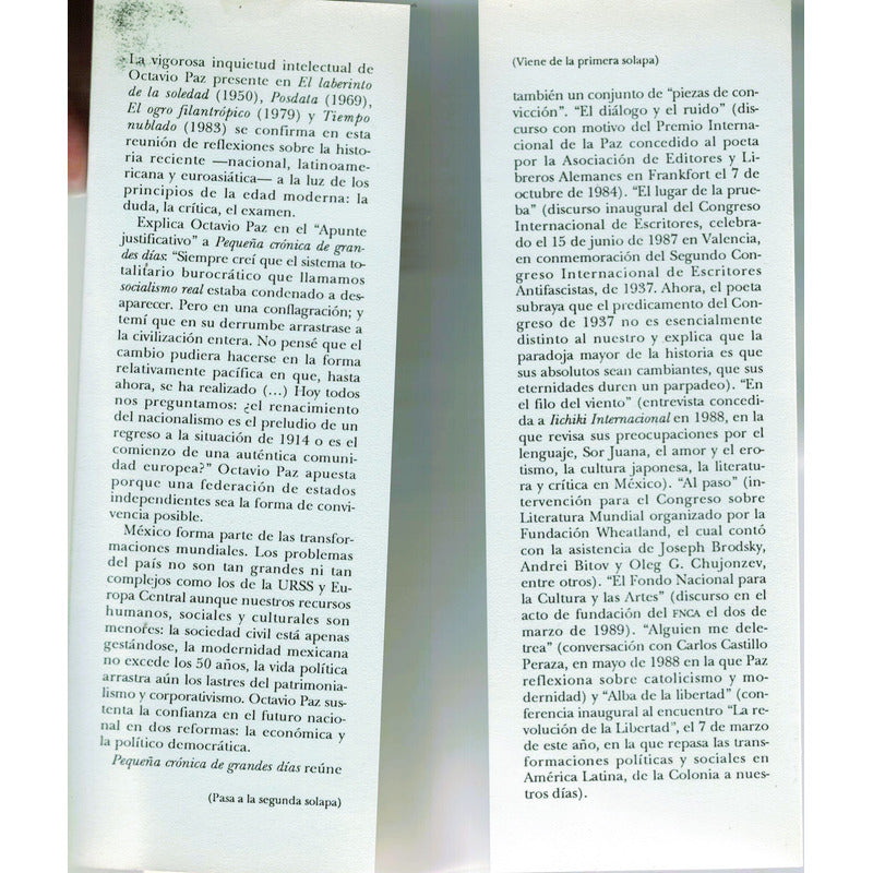 Pequeña Cronica De Grandes Dias. Octavio Paz