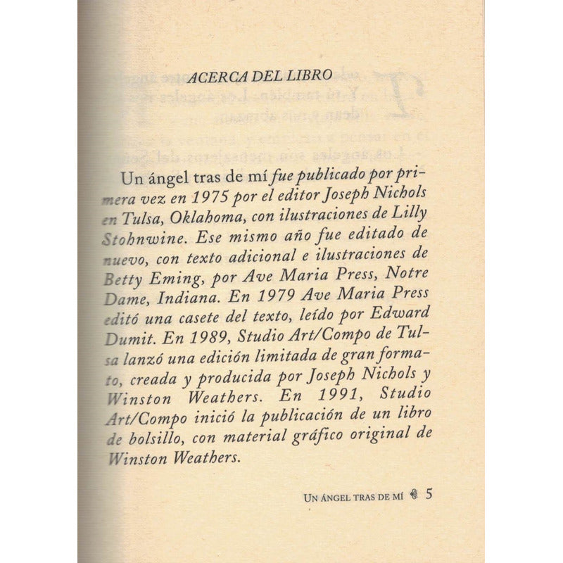 Un Angel Tras De Mi. Tobias Palmer, Olañeta Editor, 1996