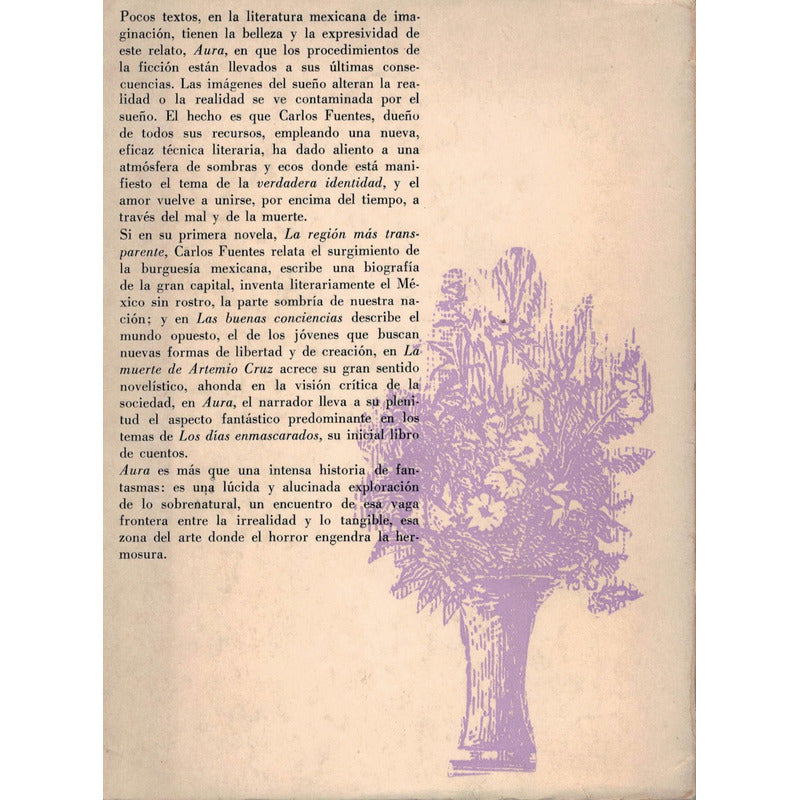 Aura. Carlos Fuentes E R A Ed. 1962 [ P R I M E R A Edicion) Ligeramente Maltratada Ver Imagen