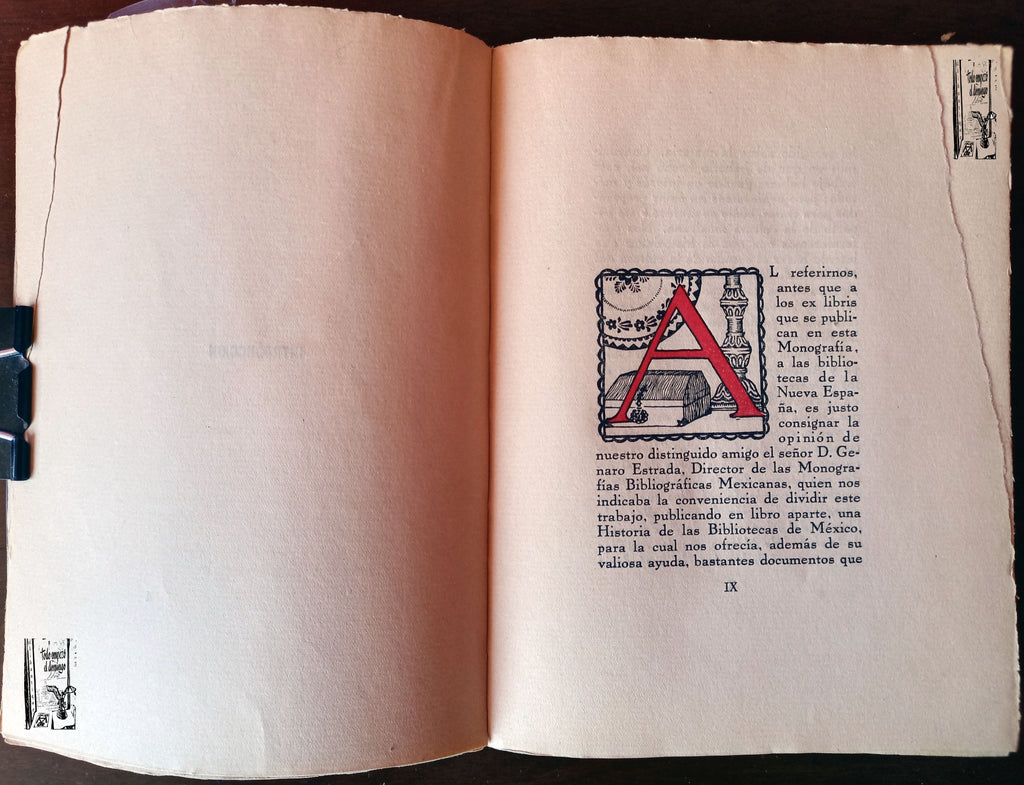 Ex Libris y Bibliotecas de Mexico. Felipe Teixidor, Monografias Bibliograficas, 1931