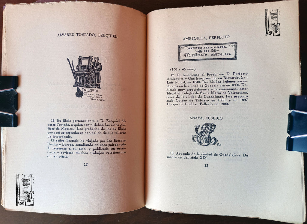 Ex Libris y Bibliotecas de Mexico. Felipe Teixidor, Monografias Bibliograficas, 1931