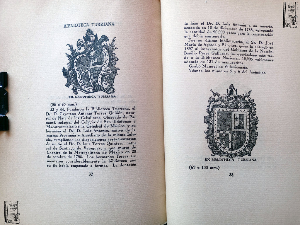 Ex Libris y Bibliotecas de Mexico. Felipe Teixidor, Monografias Bibliograficas, 1931