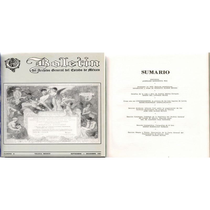 Boletin D Archivo General Del Estado De Mexico # 1 - 9. 1981