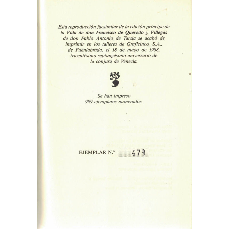 Vida De Don Francisco De Quevedo (facsimilar 1663)