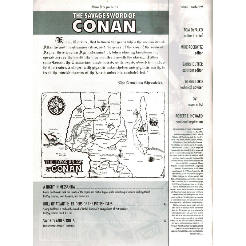 The Savage Sword Of Conan # 197. U S 1992