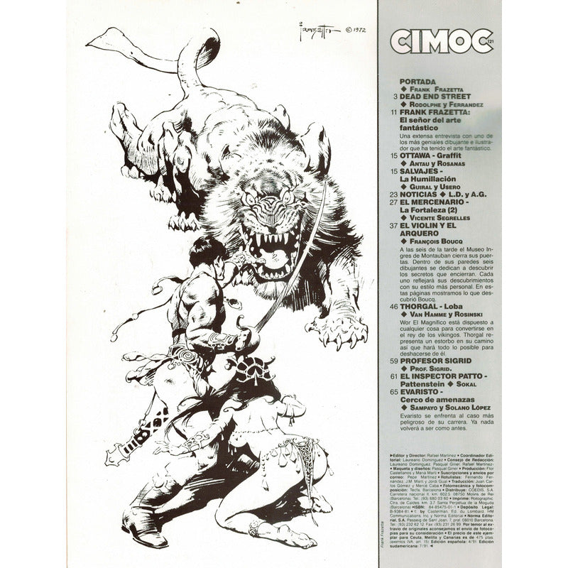 Cimoc, Revista # 121. Frazetta, Norma Editorial 1991
