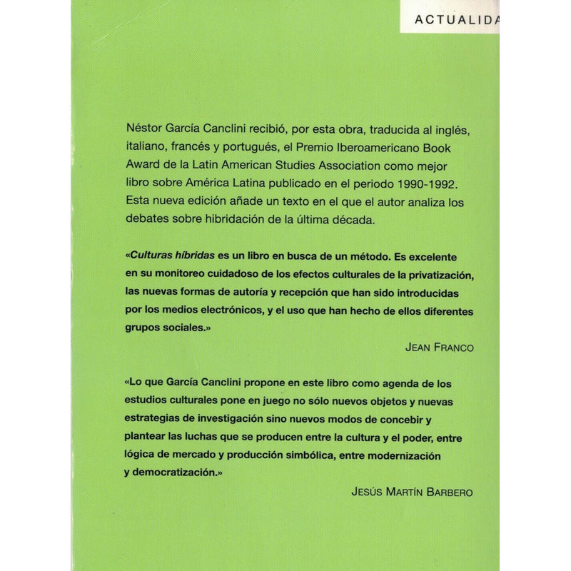 Culturas Hibridas. Nestor Garcia Canclini, Mexico 2009