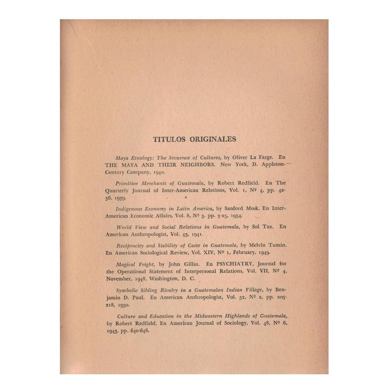 Cultura Indigena Guatemala -ensayos- 1959