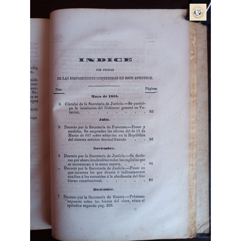 Recopilacion: Leyes Decretos Bandos Diciembre 1860 Arrillaga