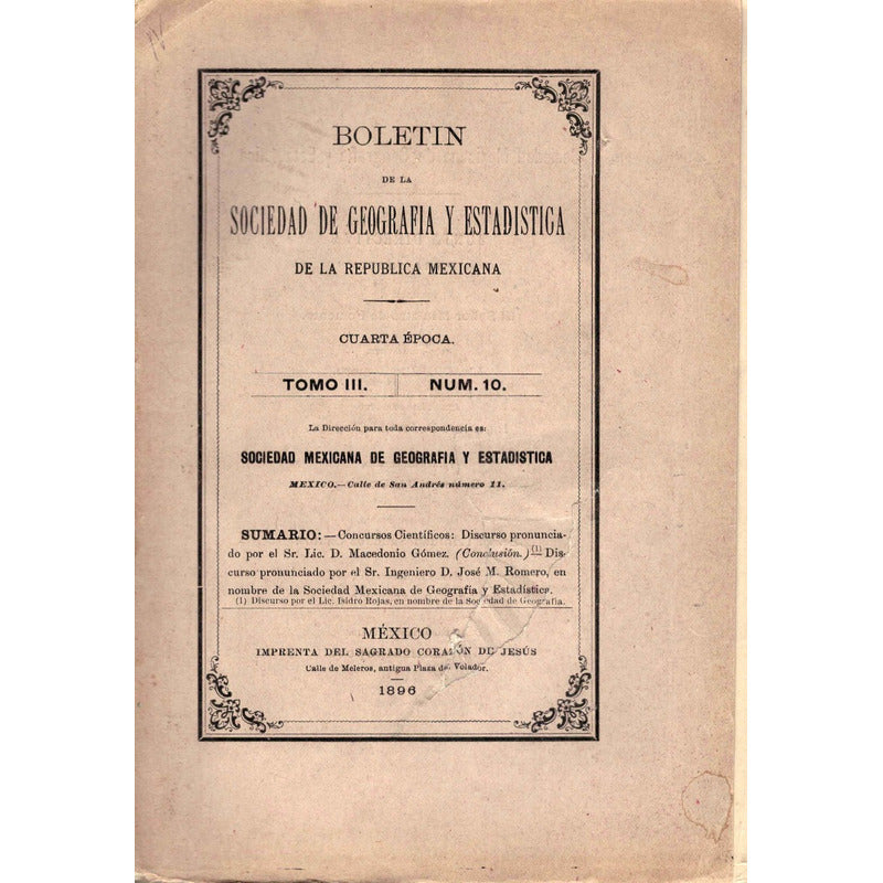 Discursos Pronunciados A Nombre De La Sociedad De Geografia