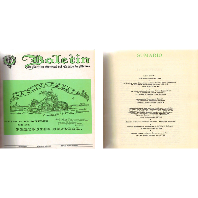 Boletin D Archivo General Del Estado De Mexico # 1 - 9. 1981