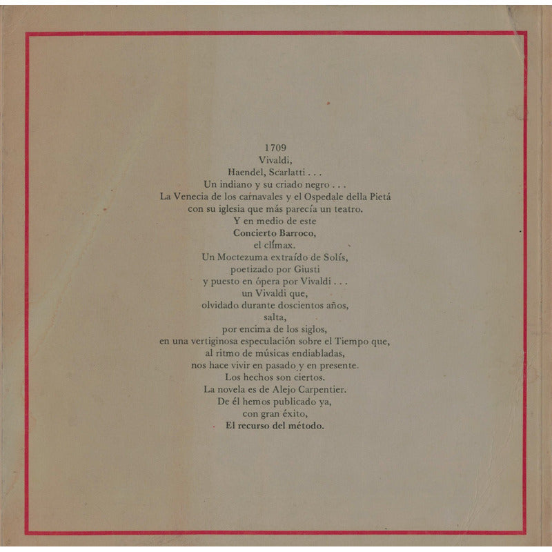 Concierto Barroco. Alejo Carpentier, Mexico 1975 (5a)