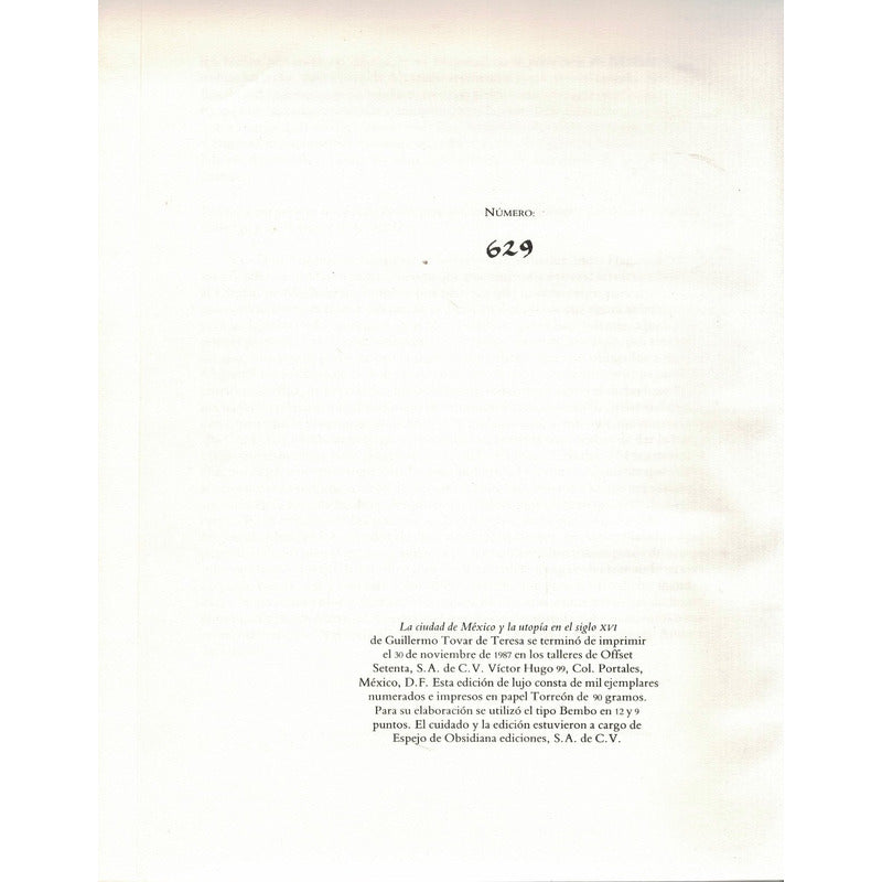Ciudad_de Mexico_y_la_utopia S. X V I, Tovar_de Teresa, 1987