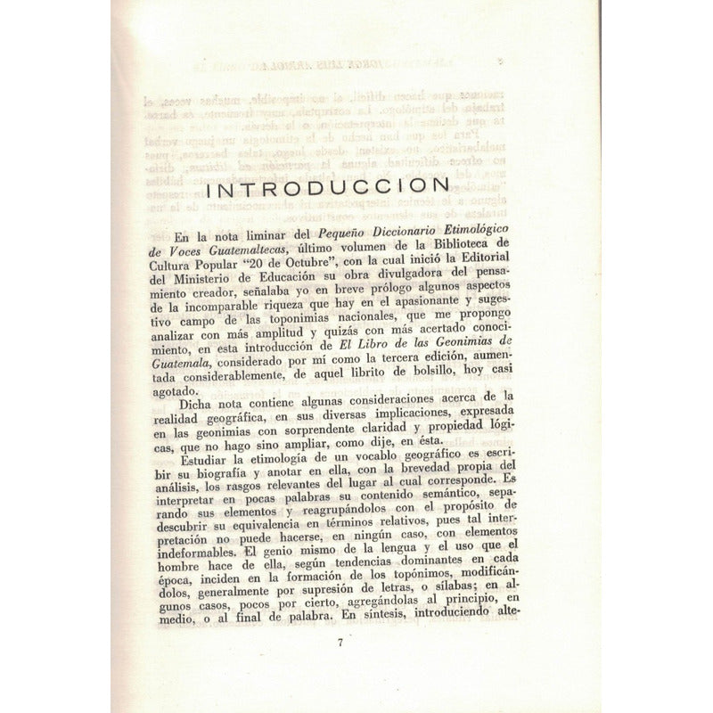 Libro De Las Geonimias De Guatemala. Arriola, Guatemala 1973