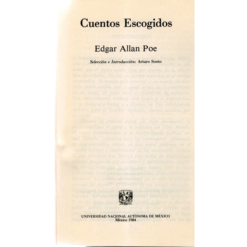Cuentos Escogidos. Edgar Allan Poe, Mexico 1984