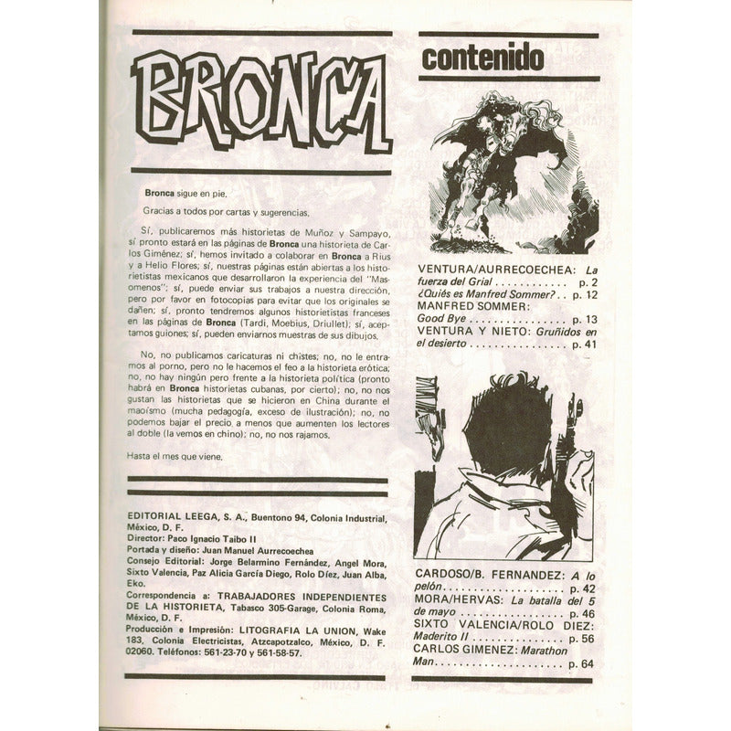 Bronca, Revista Adulta... (#1 Al #5). Taibo I I -coord 1985