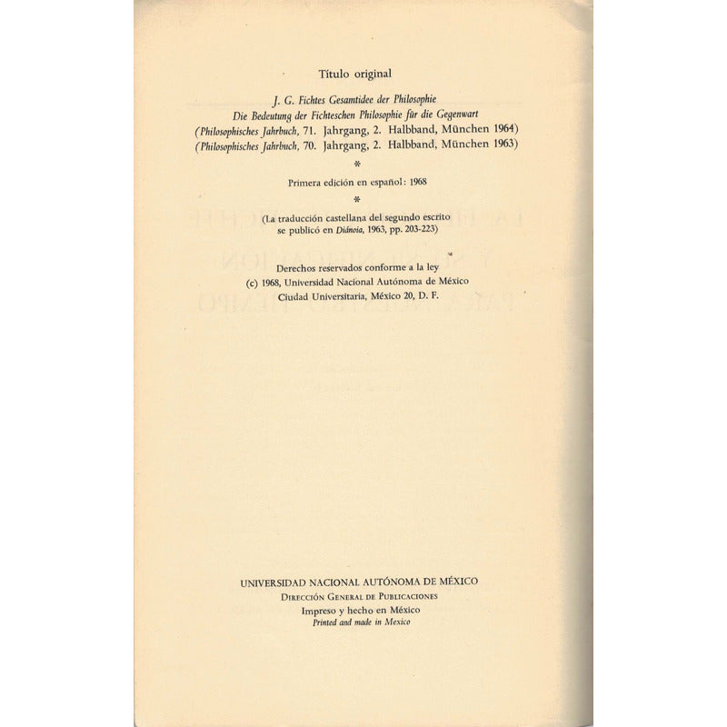Filosofia Fichte_y_su_significacion... Lauth, U N A M_ed1968