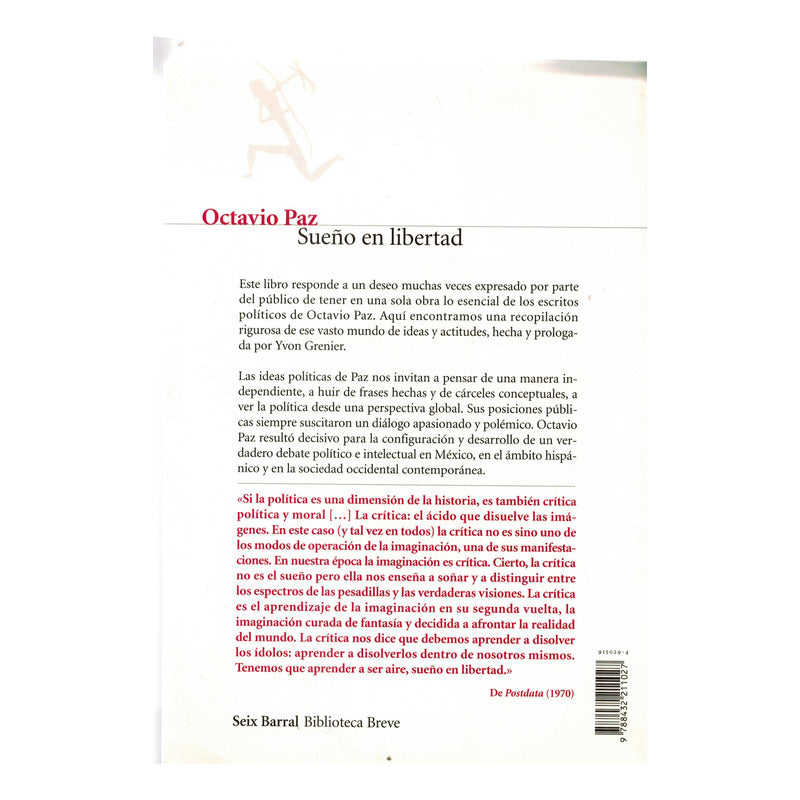 Sueño En Libertad. Octavio Paz, España 2001 (1a)