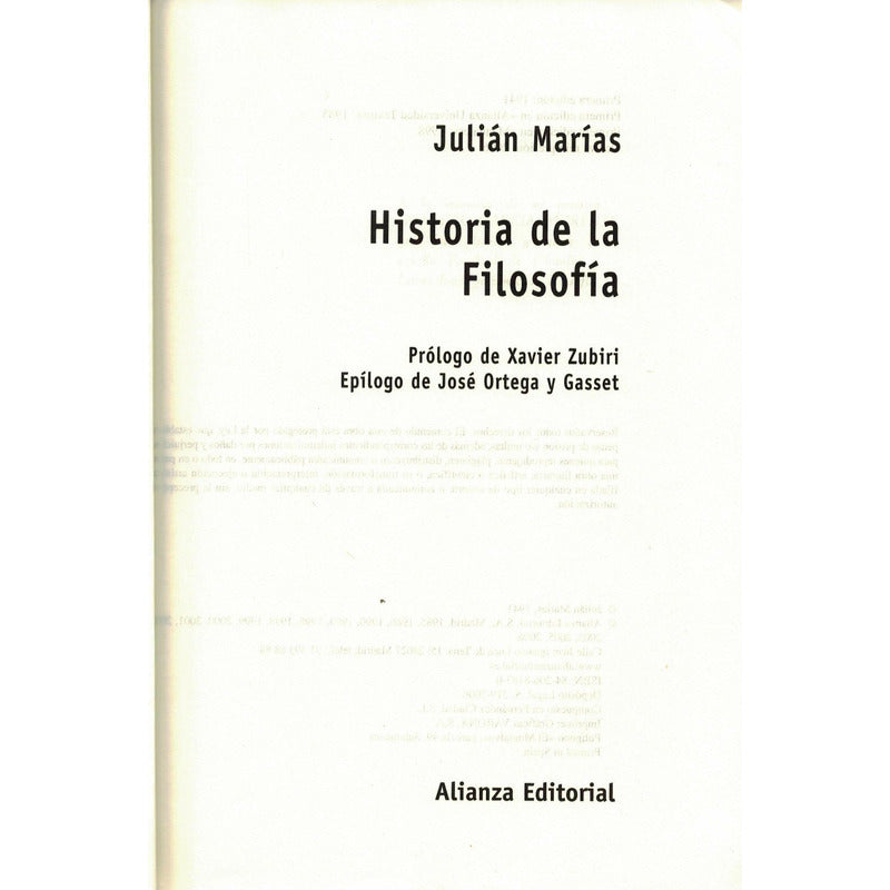 Historia De La Filosofia. Julian Marias