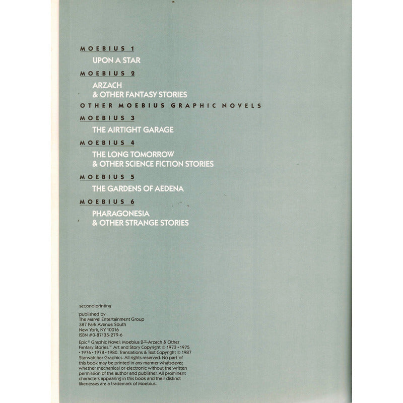 Moebius # 2: Arzach... Epic Graphic Novel 1987 (autograph)