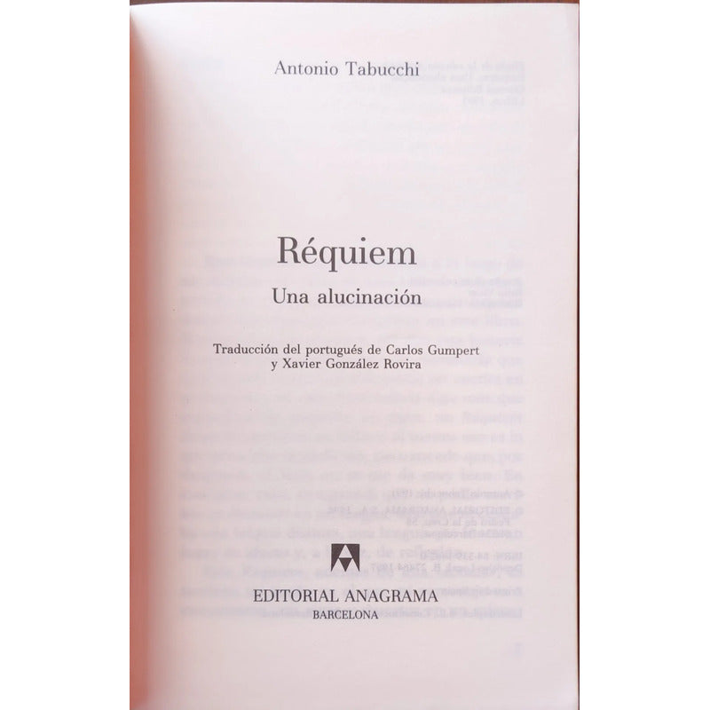 Requiem. Antonio Tabicchi (personas Llenas De Certezas)