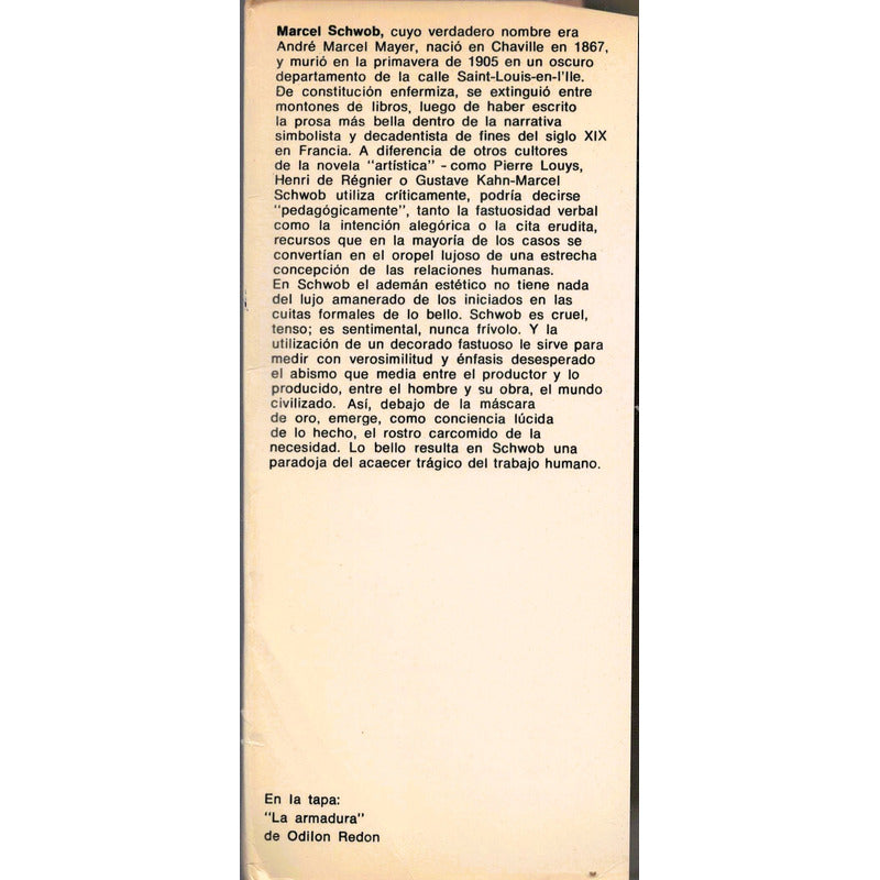 El Rey De La Mascara De Oro. Marcel Schwob, Argentina 1974