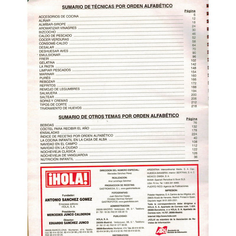 Hola!: Especial De Cocina, 260 Recetas. España 2001