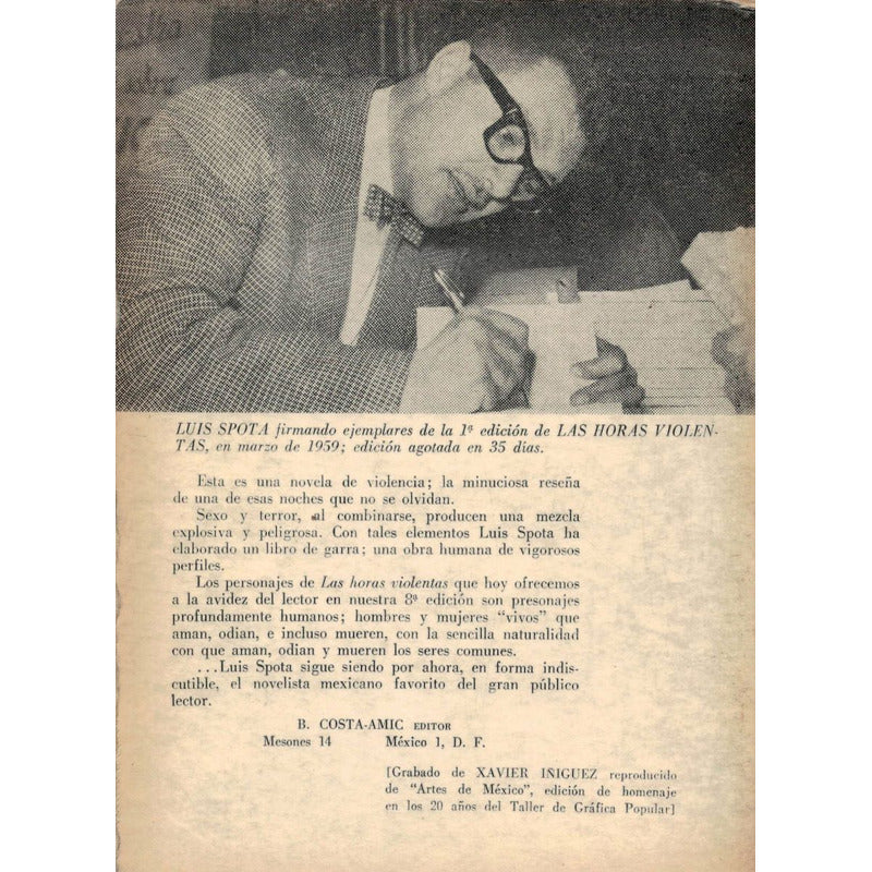 Horas_violentas. Luis Spota, Libro Mex 1959(8a)