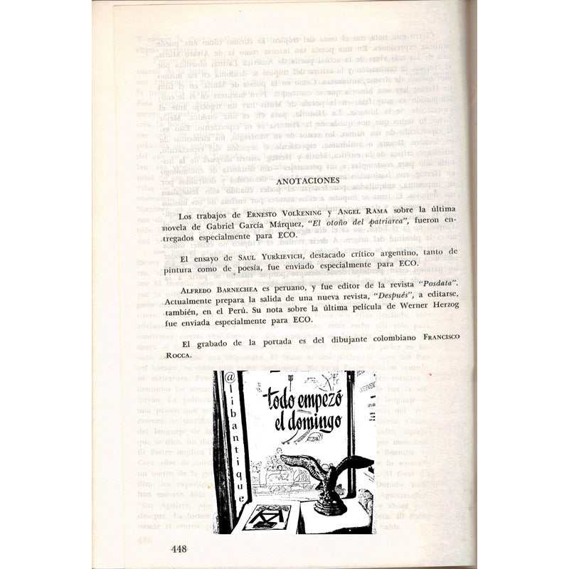 Garcia Marquez, El Otoño Del Patriarca. Cobo Borda 1975