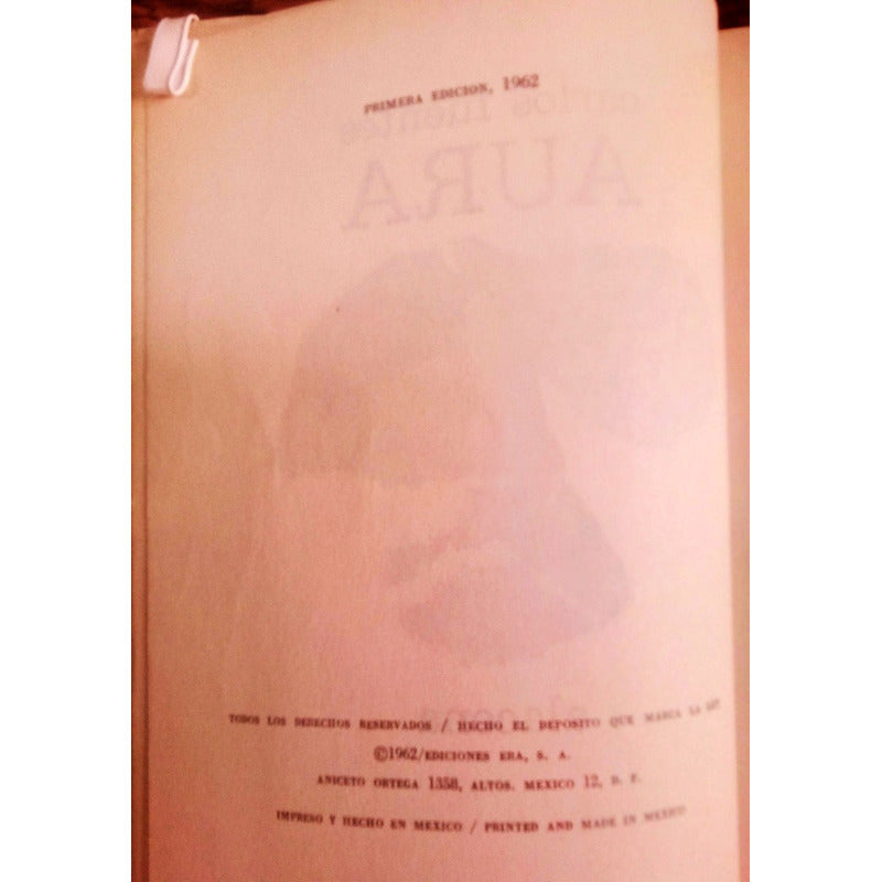 Aura. Carlos Fuentes E R A Ed. 1962 [ P R I M E R A Edicion) Ligeramente Maltratada Ver Imagen