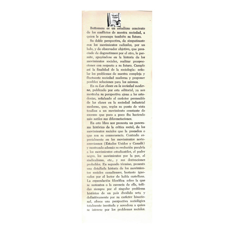 Critica De La Sociedad. Bottomore, La Pleyade 1970