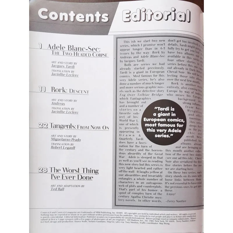 Comics Lit Magazine #10. U S 1995