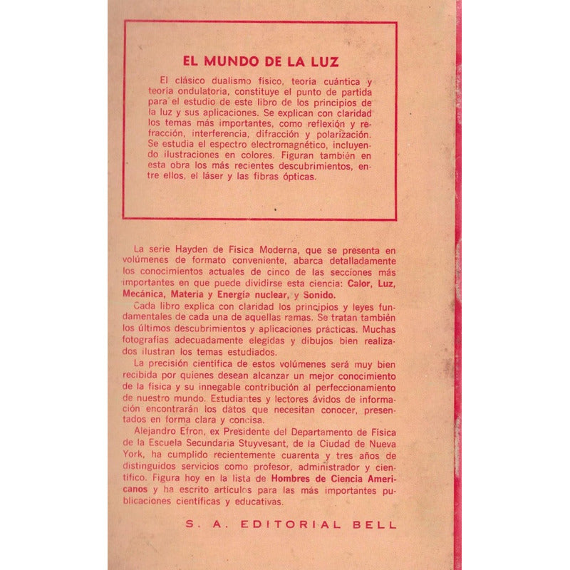 Mundo De La Luz. Efron Argentina 1971 {cuantica-ondulatoria}