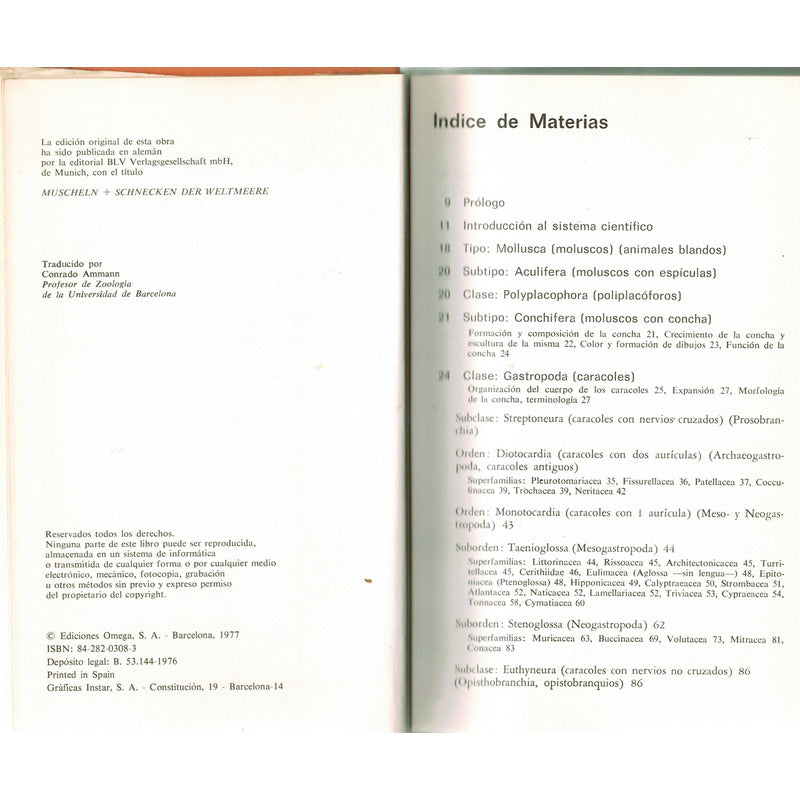 Moluscos, Caracoles En Mares Del Mundo. España 1977 -guias-