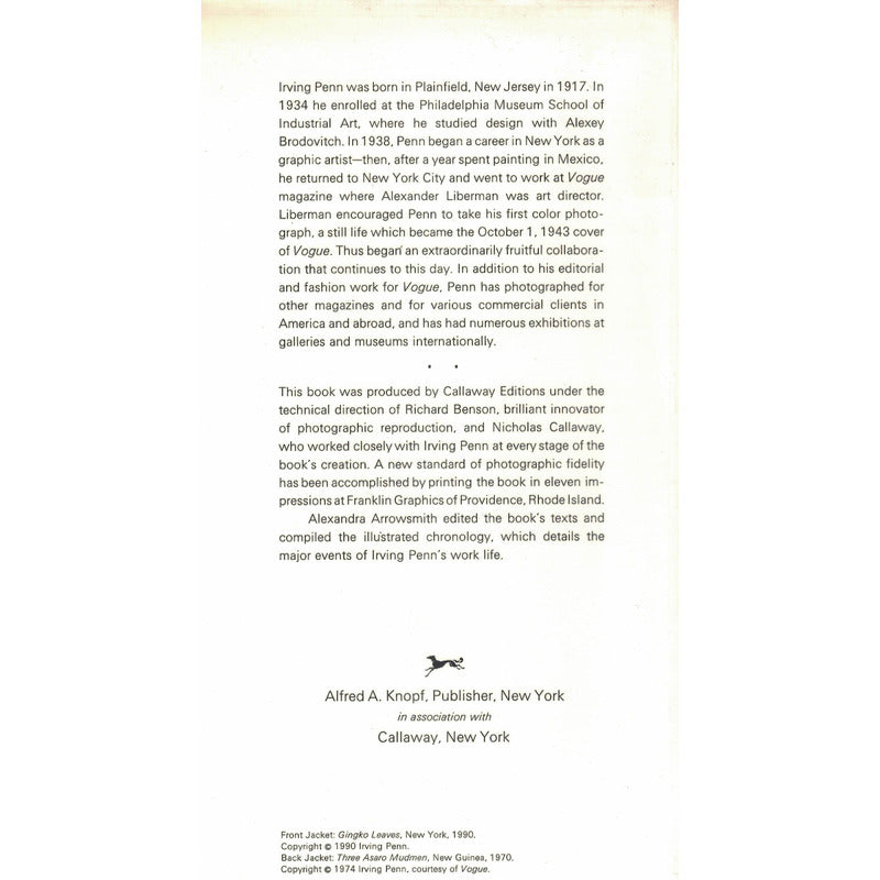 Passage A Work Record. Irving Penn, New York 1991