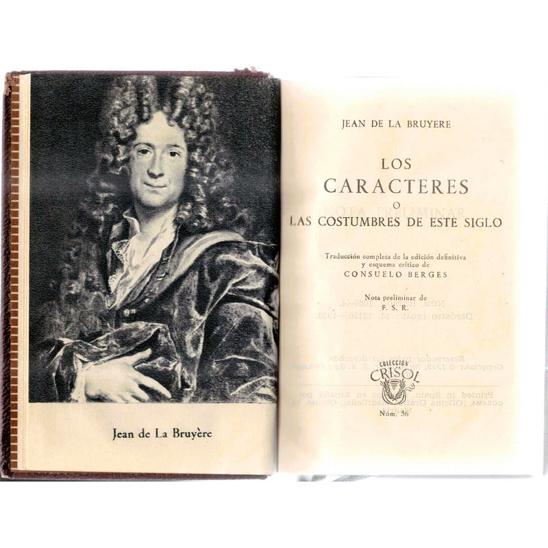 Los Caracteres. Jean De La Bruyere, ( Crisol Piel)