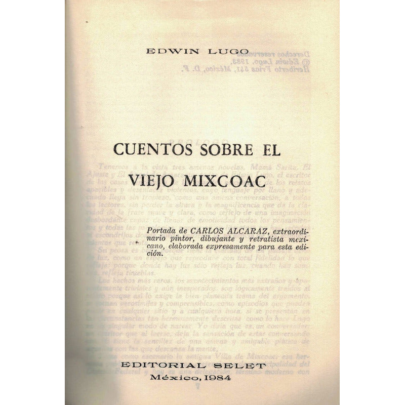 Cuentos_sobre_el Viejo Mixcoac. E Lugo, Mexico 1984