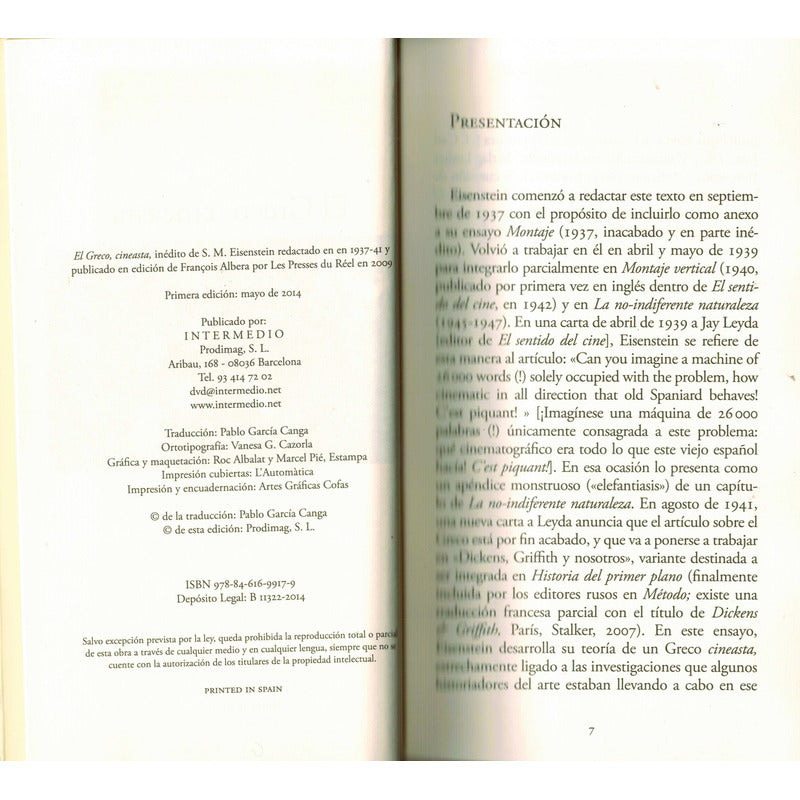 El Greco, Cineasta. S M Eisenstein, España 2014