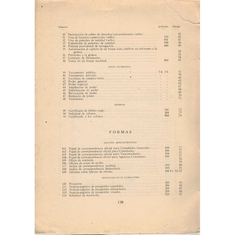 Reglamento Consular Mexicano. [modelos_y_formas] Mexico 1924