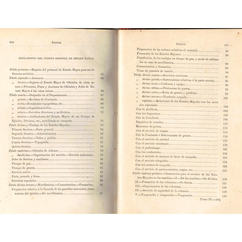 Ordenanza General Ejercito Republica Mexicana, Mexico 1882