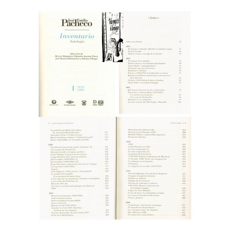 Inventario. (3vol) Jose Emilio Pacheco, 2017 (antologia)