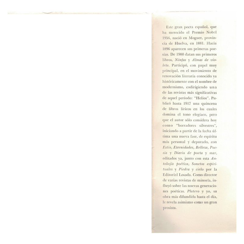 Antolojia Poetica. J Ramon Jimenez, Losada Ed., 1958