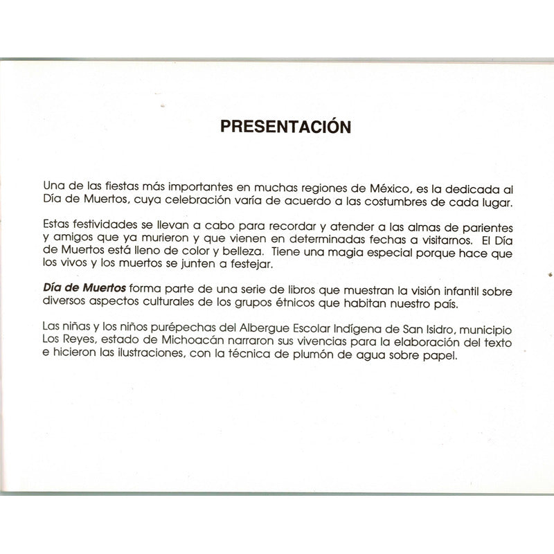 Dia De Muertos (relato Purepecha Infantil) I N I Ed., 1992