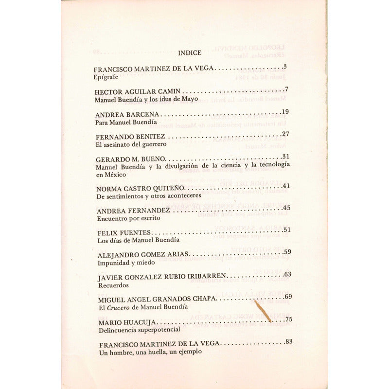 Dias De Manuel Buendia. Carlos Monsivais Et Al. 1985 (2a)