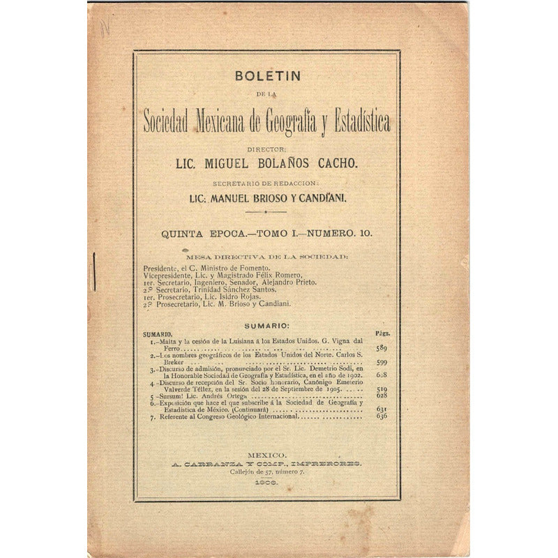 La Cesion De Luisiana A E U A. Vigna Del Ferro, 1906