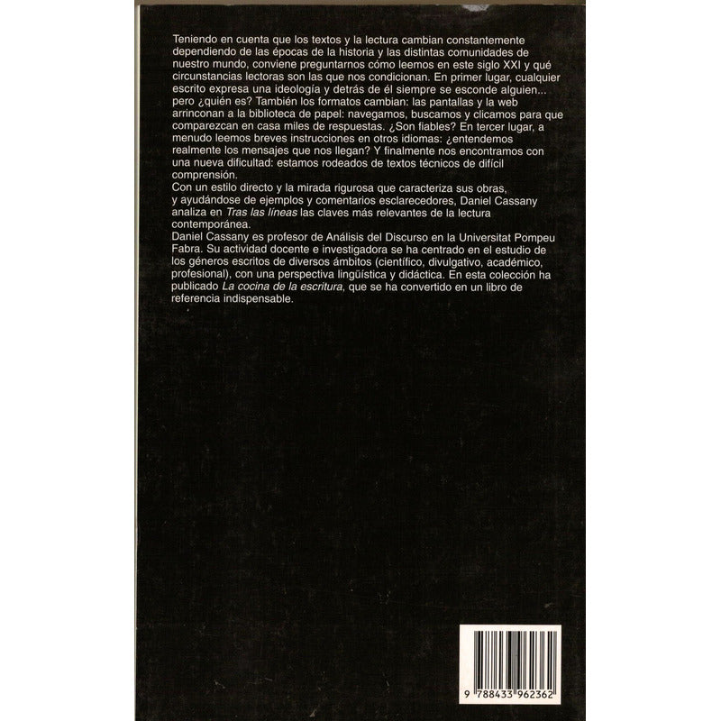 Tras Las Lineas. Daniel Cassany, España2006 Sobre La Lectura