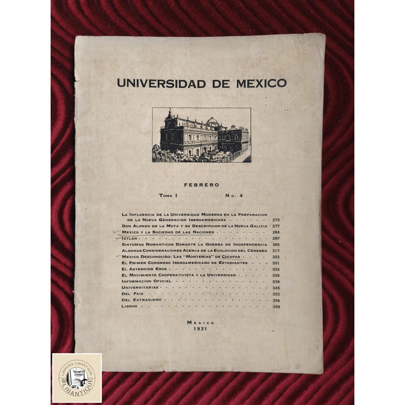 Revista De La Universidad De Mexico #4 1931