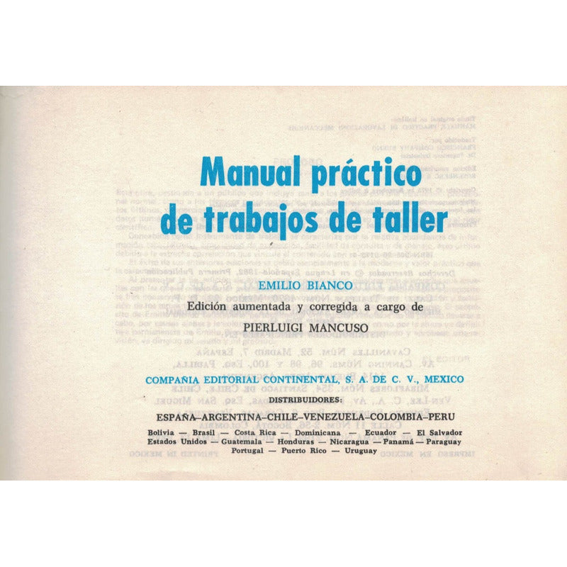 Manual Practico Trabajos De Taller. Bianco, Mexico 1982
